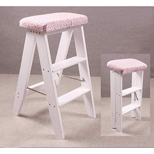 Taburete de escalera de cocina plegable portátil en madera maciza de 3 niveles 2