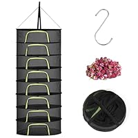 Spetsbst 8 Lagiges Trockennetz Kräuter, 200 cm Kräutertrockner Hängend, Trocknungsnetz mit S Haken und Reißverschluss für Pflanzen, Gemüse, Kräuter, Blumen (8 lagiges-200cm)