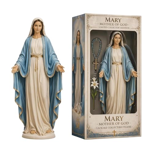 Estatua de la Virgen María, decoración de interiores católicos, figura de la Santa Madre, artesanía detallada de resina, exhibición de oración religiosa para el hogar, la iglesia, la capilla, la