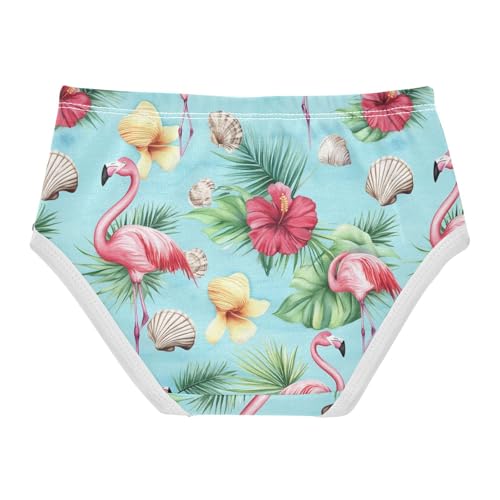 Wusikd Pink Flamingo Girls' Underwear Cotton Tropical Palm Leaves Girls Briefs Soft Toddler Underwear 2T2