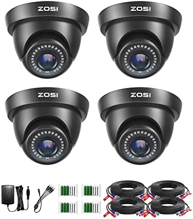 ZOSI 1080P Cámara de Vigilancia Exterior para Sistema de Cámaras de Seguridad, 4 Cámaras en Domo y Accesorios