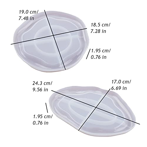 2Pc Large Tray Molds With Edge Oval Round Silicone Molds For Epoxy Resin Cloud Shaped Trinket Tray Jewelry Dish Candle Holder Molds For Resin Art Concrete Polymer Clay Crafts Home Table Decor #TOP5