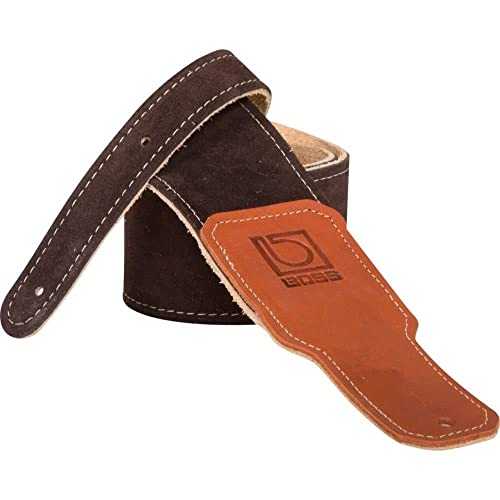 Sangle d’instrument en daim BSS-25-BRN BOSS, couleur marron, largeur de 6 cm - Les Beatles, Paul McCartney, John Lennon, RIngo Starr, George Harrison Sangle d'instrument en daim BSS-25-BRN BOSS, couleur marron, largeur de 6 cm