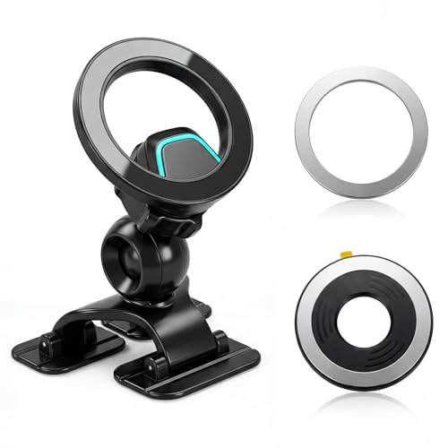 Vasemouh スマホスタンド 車 スマホホルダー マグネット スマホ 携帯 ホルダー マグセーフ 強力な粘着パット magsafe 車載 角度調節自由 360°回転 カー用品 車用品 強磁力 iPhone Android 多機種 多車種 ブラック