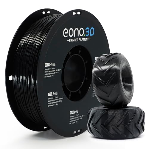 Image of TPU 95A Filament 1.75mm Black 1kg - Flexible 3D Printer Filament | TPU 95A filament 1kg (2.2 lbs), flexible, high elasticity, strong impact resistance, low stringing, easy FDM print