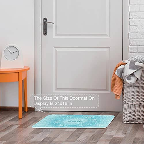 Tapis de porte lavable en machine bleu pour l'hiver - 6