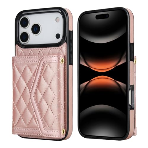 Étui portefeuille iPhone 12 rose antichoc avec rabat cuir et bandoulière anti-perte
