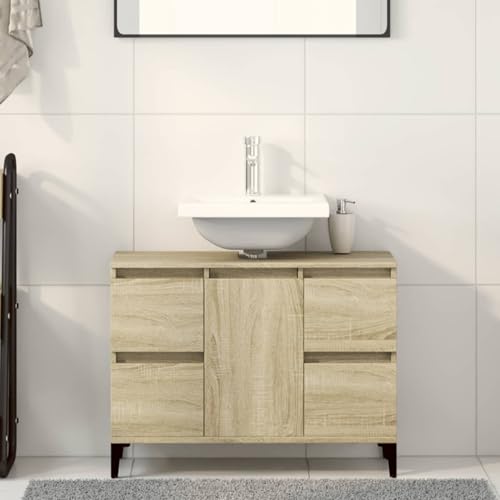 Sufrk 849666 - Armario para debajo del lavabo (80 x 33 x 60 cm, madera de roble, 80 x 33 x 60 cm)
