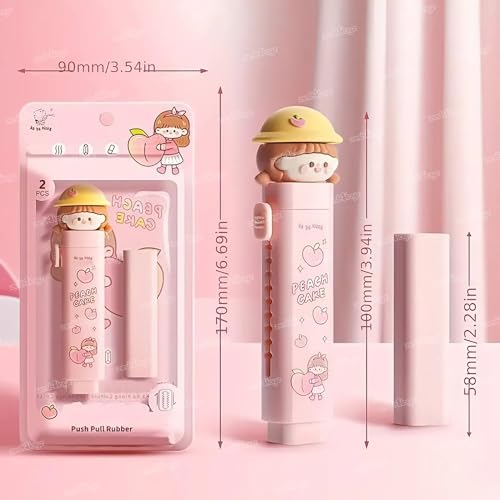 Image of Zest 4 Toyz Eraser for Kids School | Push Pull Pencil Eraser Rubber for Kids Stationary Set | Stationary Set for School Birthday Gifts for Girls & Boys Pink (Pack of 2)