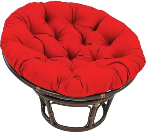 Large Round Papasan Chair Cushion, Thick Outdoor Rocking Chair Cushion, Rattan Hanging Basket Cushion, Egg Nest Replacement Pad(Red 2,60 * 60cm)