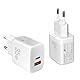 Watio Wave Ladegerät, 35 W, mit USB-C-Anschluss und USB-A-Anschluss, ideal für Reisen. Kompaktes und weißes Design