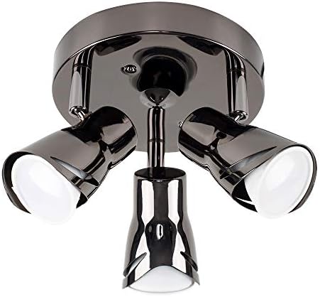 MiniSun | Modern Black Chrome 3 Way Sleek Round Adjustable Ceiling Spotlight | Home Décor, Bedside & Desk Lamp | Mains Wired
