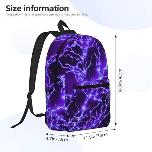 Purple Lightning Fashionable Daypack 17 Inches Zippers Backpack Double Shoulder Bag for Women Men2