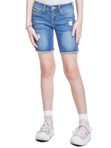 YMI Girls Girls Essential Mid Rise Bike Shorts with Fray HemBermuda Shorts