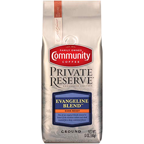 Community Coffee Private Reserve Evangeline Blend Ground Coffee, Dark Roast, 12 Ounce Bag (Pack of 3)