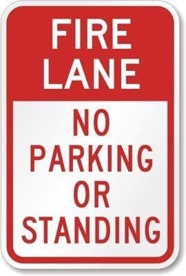Warning Fire Lane No Parking or Standing Sign 12X8 Inches Aluminum Metal tin signs