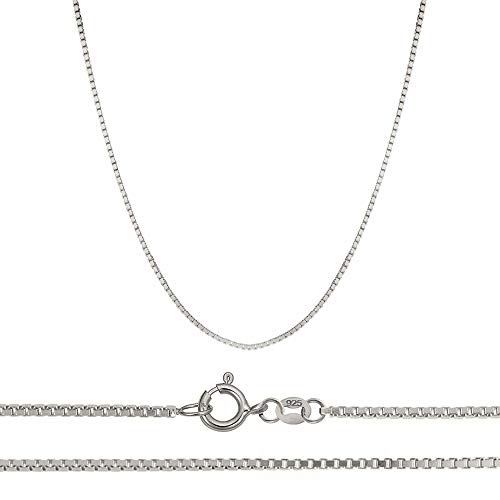 Orostar 925 Sterling Silver 1MM Sturdy Italian Box Chain Necklace - Made in Italy Sizes 14