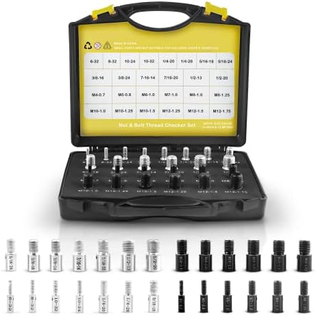 Nut and Bolt Thread Checker (Inch & Metric) Nut and Bolt Size Gauge- 14 Inch & 12 Metric New Individually Assembled Thread Gauge Suitable for Detecting Fixed Bolts or Threaded Holes in Enclosed Areas