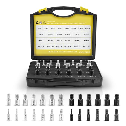 Nut And Bolt Thread Checker (Inch & Metric) Nut And Bolt Size Gauge- 14 Inch & 12 Metric New Individually Assembled Thread Gauge Suitable For Detecting Fixed Bolts Or Threaded Holes In Enclosed Areas #TOP19