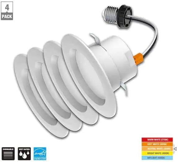 4 in. New Construction or Remodel White Dimmable LED Recessed Trim with Adjustable Color Changing Technology (4-Pack)