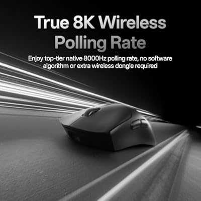 Rapoo VT7 MAX Wireless Gaming Mouse, True 8K Wireless Polling Rate, 53g Lightweight, Up to 750 Hr Battery, Nordic nRF54L15 MCU, 120-Million Optical Switch, 10 Programmable Buttons, Macro Enabled