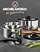 MICHELANGELO Stainless Steel Pot Set with Removable Handle, 6Pcs Stainless Steel Saucepan Set with Lids & Detachable Handle, Triply Base Sauce Pan, Induction Compatible - Black