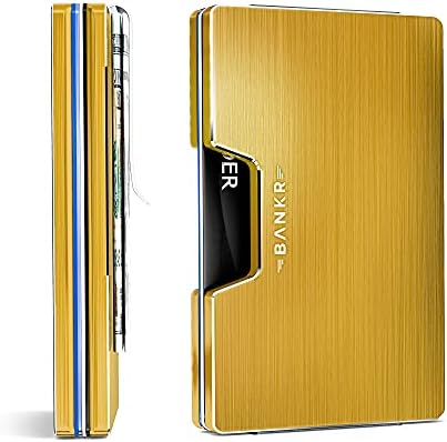 BANKR RFID Wallet for Men Card Holder Minimalist Wallet With Money Clip - Mens Wallets Credit Card Holder, Front Pocket Smart Wallet Compact Style (Brushed Gold)