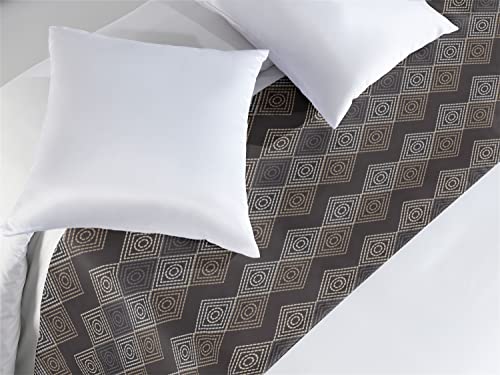 Lunarable Geometric Bed Runner, Diagonal Framed Squared Centered With Dots, Decorative Accent Bedding Scarf For Hotels Homes And Guestrooms, King, Grey #TOP3