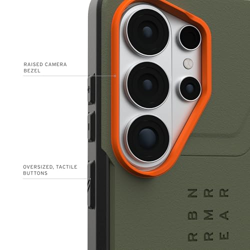 Image of Urban Armor Gear UAG Designed for Galaxy S26 Ultra 5G Case, Civilian - Compatible with Magnetic Charging Anti-Slip Rugged Military Drop Tested Protective Cover - Olive Drab /Orange