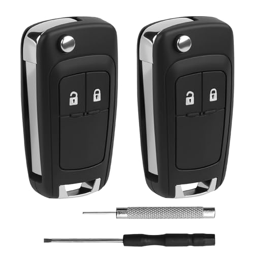 Lot de 2 coques de clé de voiture à 2 boutons de rechange compatibles avec Opel Astra Insignia Mokka Corsa Adam Karl Vectra Zafira Meriva et Chevrolet Aveo...