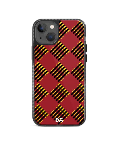 Image of DailyObjects Case for iPhone 14 Compatible with Mag-Safe Wireless Charging, Stride 2.0 Red Striped Checks Slim Shockproof Back Cover with Inner Magnetic Ring