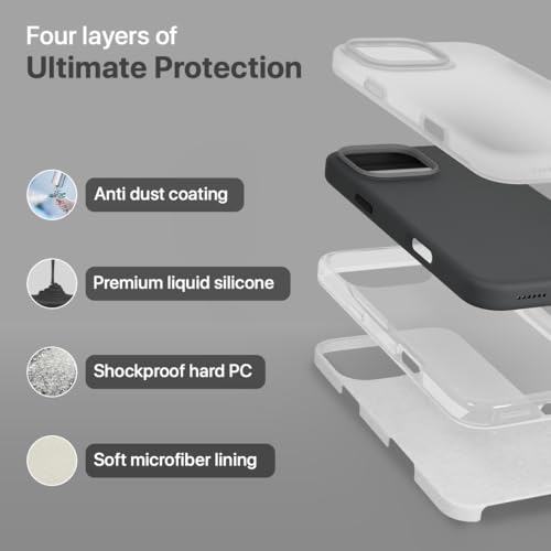 Image of CASEGEAR Silicone Snap Fit Back Cover Case Compatible with iPhone 16 Pro Max | 8 Feet Drop Protection | Compatible with MagSafe | 360 Protection | Shockproof & Scratch Resistant | Black