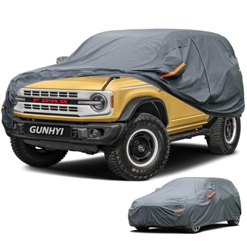 Image of GUNHYI Premium Car Cover Custom Fit Ford Bronco 2 Door, 16 Layers Heavy Duty Car Cover Waterproof All Weather with Zipper Door for Sun Rain Snow Dust Uv Protection