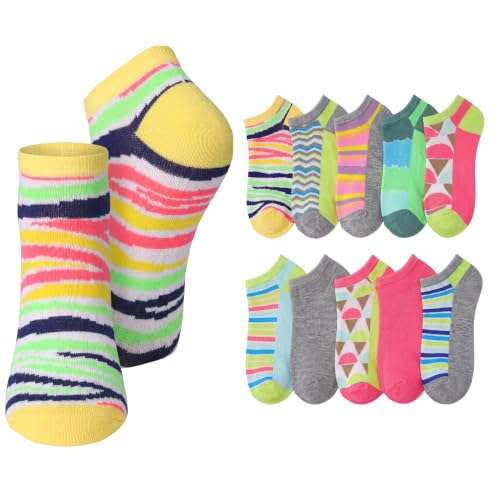 Image of Tipi Toe Women's 10 Pairs Lightweight Colorful Socks - Fun Low Cut Patterns for All-Day Comfort and Easy Everyday Style