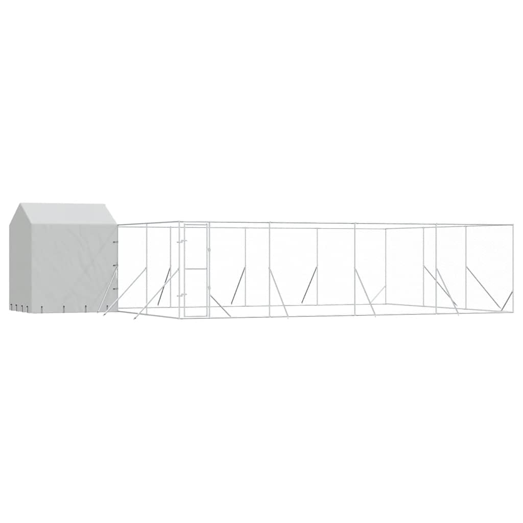 Hundezwinger Silbern 10x6x2,5 m Verzinkter Stahl | Mit Dach und Seitenwanden, abschließbare Tur, Maschendraht-Design, fur Hunde und Kleintiere