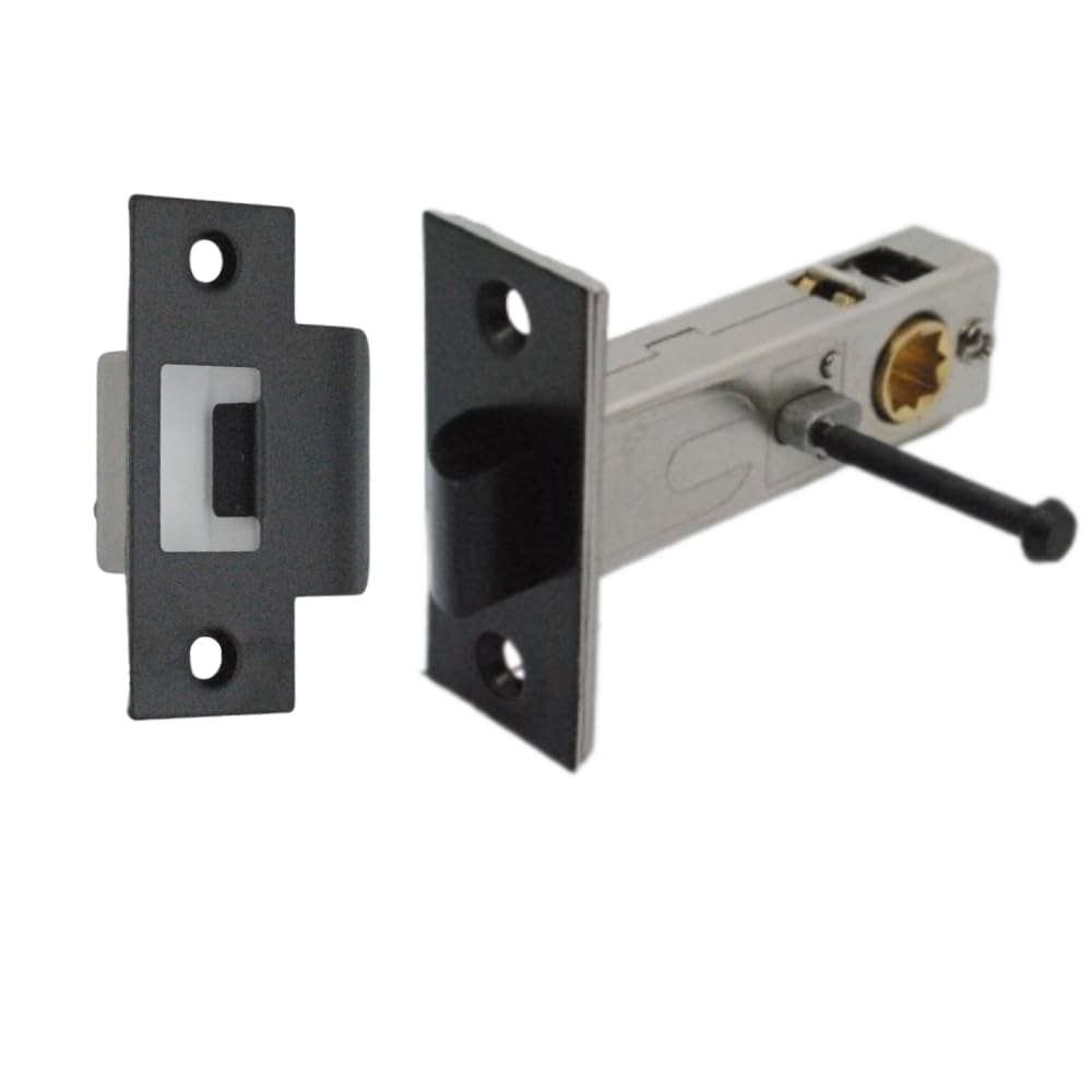 Premium Privacy Push Button Rectangular Tubular Latch 57mm Backset in Matt Black