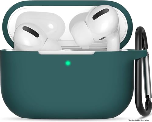 Image of Sounce Earphone Case Cover Compatible for Airpods Pro 2 Case 2022, Soft Silicone Skin Case Cover Shock-Absorbing Protective Case with Keychain [Front LED Visible](Green)