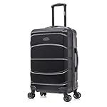 DUKAP SENSE Hardside Luggage with Spinner Wheels | 24 in Durable Lightweight Medium Checked Suitcase for Travel | Zipper Clouser Suit Case with Gel Handles and Trolley | Black