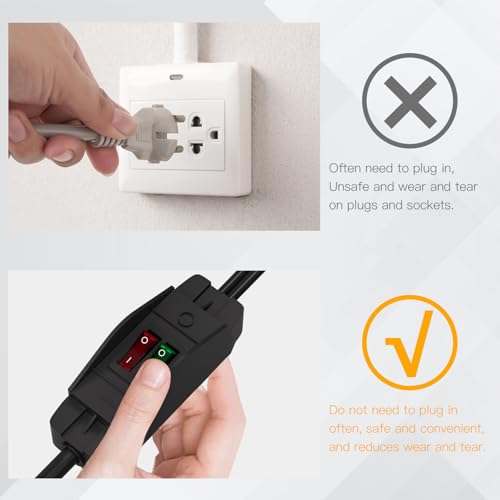 Image of STARELO 2-Way 3 Prong Extension Cord with ON /Off Switch,3 Prong,Y-Splitter, Pimary 14AWG 15A /125V and Secondary 18AWG 10A /125V with one NEMA 5-15P Plug and Two NEMA 5-15R Receptacles. (10FT,Black)