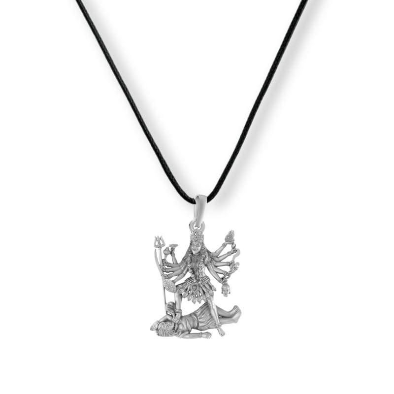 A Sterling Silver (92.5% purity) Goddess kali maa (Big Size) Pendant for Men & Women Pure 925 Silver Lord Maa Kaali Locket with Black Thread (Big Size) - EVE_PB7330-image-8