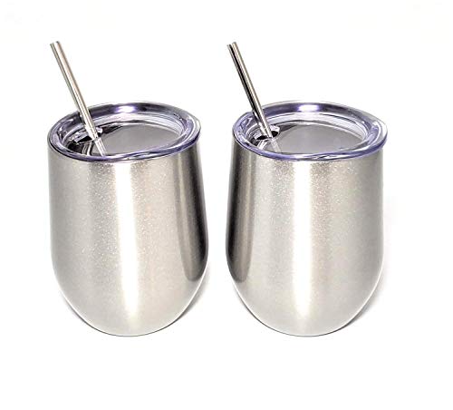 LFCo. 12 oz Silver Wine Glass Stainless Steel Tumblers, Double Walled, Insulated Tumbler
