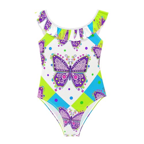 Maillot de bain fille violet papillon anti irritation et très léger 3-6 ans