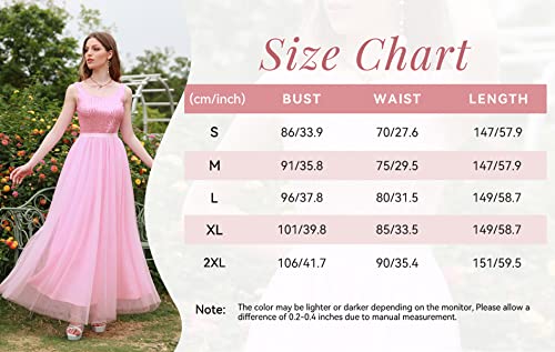 Berylove Sequin Dress For Woman Vintage A Line Wedding Formal Swing Mesh Dress Sleeveless Cocktail Maxi Gowns Black M #TOP4