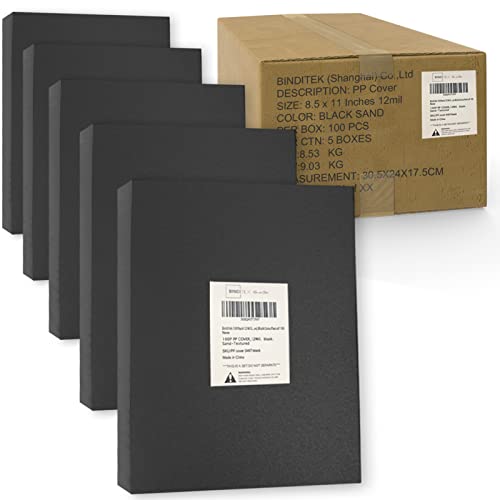 Image of Binditek 12 Mil Sand-Textured Binding Covers, Letter Size, Black, 500 Pack