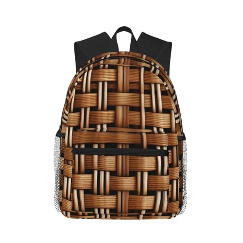 Sac à dos osier tissé léger au motif quadrillage élégant et mixte