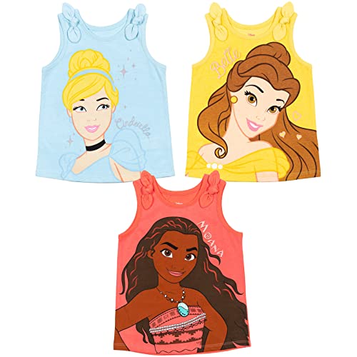 Disney Princess Cinderella Belle Moana Little Girls 3 Pack Tank Tops Cinderella, Belle, Moana 7-8 #TOP12