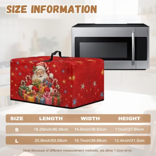 Image of Microwave Oven Dustproof Cover Christmas Theme Convection Oven Cover Protector Compatible with Various Small Kitchen Appliances, L, Vintage Santa Claus Print Red