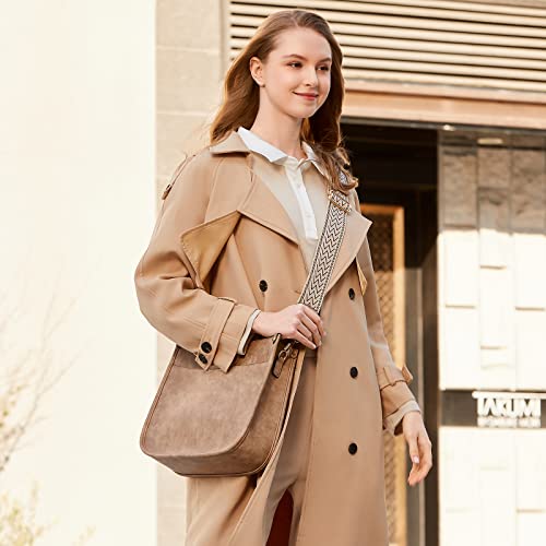 Image of HKCLUF Crossbody Bags for Women Trendy Vegan Leather Hobo Handbags With 2PCS Adjustable Guitar Strap Shoulder Bucket Bags