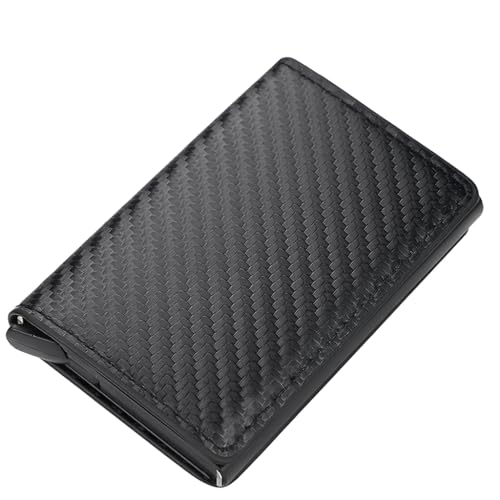 Carteira Slim RFID Antifurto, Couro Sintético Premium, Ejeta Cartões, 7 Compartimentos, Design Masculino