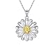 DAOCHONG Gänseblümchen Halskette für Damen 925 Sterling Silber Blume Gänseblümchen Anhänger Halsketten Geburtstag Abschluss Geschenke